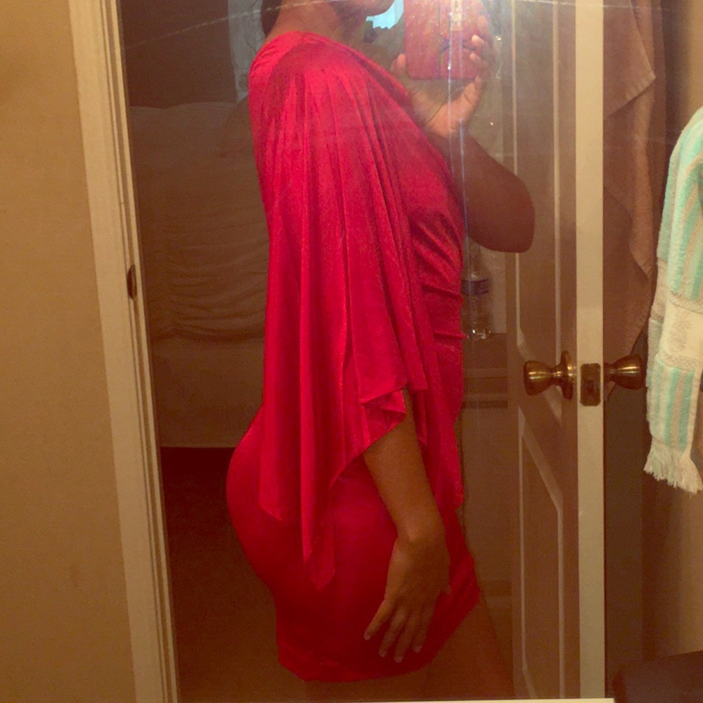 One shoulder mini dress red Hailey Logan
